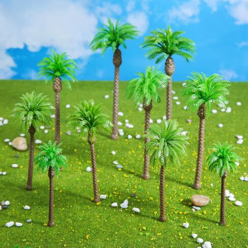 Yetaha 20Pcs Mini Coconut Palm Model Trees, Miniature Green Tree Model Plants Plastic Diorama Supplies for Crafts Cake Topper DIY Projects Building Model Artificial Trees Train Village Railroads in Saudi Arabia