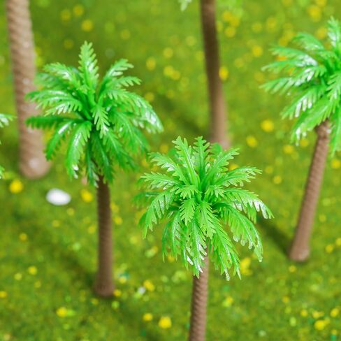 Yetaha 20Pcs Mini Coconut Palm Model Trees, Miniature Green Tree Model Plants Plastic Diorama Supplies for Crafts Cake Topper DIY Projects Building Model Artificial Trees Train Village Railroads in Saudi Arabia