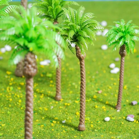 Yetaha 20Pcs Mini Coconut Palm Model Trees, Miniature Green Tree Model Plants Plastic Diorama Supplies for Crafts Cake Topper DIY Projects Building Model Artificial Trees Train Village Railroads in Saudi Arabia