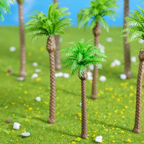 Yetaha 20Pcs Mini Coconut Palm Model Trees, Miniature Green Tree Model Plants Plastic Diorama Supplies for Crafts Cake Topper DIY Projects Building Model Artificial Trees Train Village Railroads in Saudi Arabia