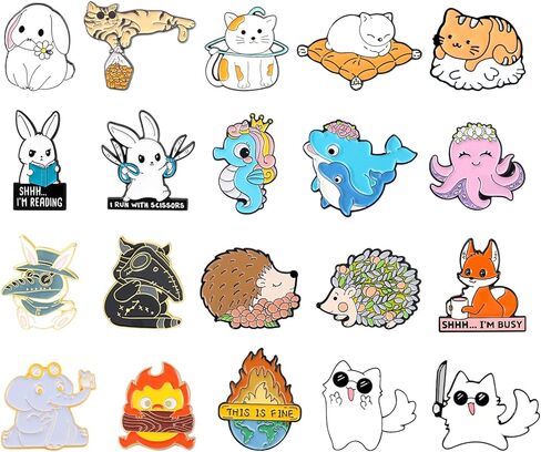 Mixed Enamel Backpack Pins Set,25 Pcs Cartoon Decoration Enamel Pins Bulk Cute Random Style Backpack Pins for Hat Bags Clothes Caps (25 Pcs) in Kuwait