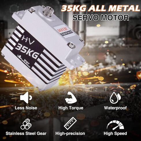 جهاز سيرفو رقمي يعمل بجهاز تحكم عن بعد 35 كجم، محرك سيرفو معدني مقاوم للماء بعزم دوران عالي مع بوق سيرفو 25 تي 1/10 1/8 سيارة تعمل بجهاز تحكم عن بعد in Kuwait