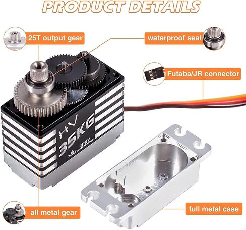جهاز سيرفو رقمي يعمل بجهاز تحكم عن بعد 35 كجم، محرك سيرفو معدني مقاوم للماء بعزم دوران عالي مع بوق سيرفو 25 تي 1/10 1/8 سيارة تعمل بجهاز تحكم عن بعد in Kuwait