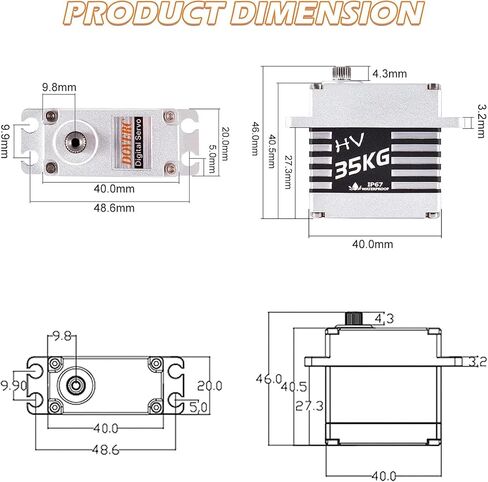 جهاز سيرفو رقمي يعمل بجهاز تحكم عن بعد 35 كجم، محرك سيرفو معدني مقاوم للماء بعزم دوران عالي مع بوق سيرفو 25 تي 1/10 1/8 سيارة تعمل بجهاز تحكم عن بعد in Kuwait