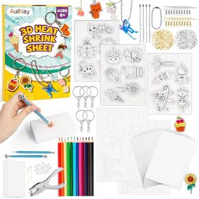 صفائح بلاستيكية قابلة للانكماش ثلاثية الأبعاد من auihiay، 5 أوراق انكماش مع نمط، مجموعة بلاستيكية قابلة للانكماش مع تعليمات وإكسسوارات DIY، حرف إبداعية للأطفال، هدايا حرفية رائعة للفتيات والفتيان in Kuwait