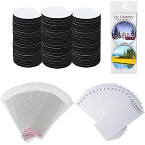 40Pcs Sublimation Blank Car Coasters Packaging for Selling,Include 20Pcs Circular 2.75 in/5mm Blank Sublimation Coasters,10Pcs Car Coasters Display Cards and 10Pcs Hanging Self-Sealing Bags in Saudi Arabia