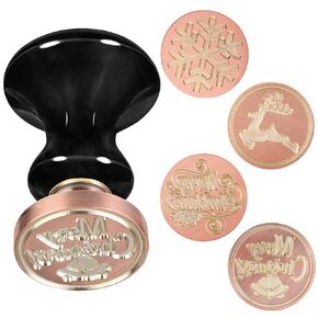 rockcloud Wax Seal Stamp Set, 4 Pieces Sealing Wax Stamps Copper Seals with 1 Rose Quartz Seal Handle for Cards Envelopes Invitation Decoration, Love Expressiont