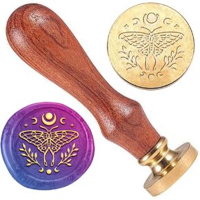 DELORIGIN Cat Flower Wax Seal Stamp Embossed Stamp Sealing Vintage Elegant Removable Brass Seal Wood Handle Wedding Invitations Envelopes Gift Packing Decoration Craft Adhesive Waxing