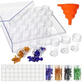 BigOtters Embroidery Diamond Storage Box, 30PCS Big Clear Plastic Bead Containers with Silicone Funnel for Jewelry Painting DIY Art Craft Rhinestones Sewing Cosmetic Nail Glitter Powder in Saudi Arabia
