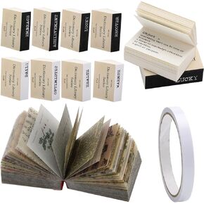 1167 قطعة من ورق سجل القصاصات العتيق، ورقة سجل قصاصات قاموس صغير ورقة ديكوباج الحرفية مع شريط لاصق لمستلزمات مجلة Bullet Junk Journal in Kuwait