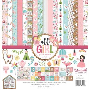 Echo Park Paper Company All Girl Collection Kit paper, pink, dark, pink, green, teal, 12-x-12-Inch in Saudi Arabia