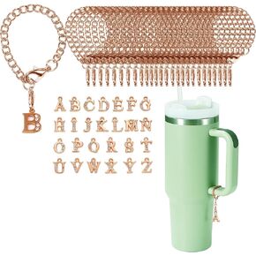 مجموعة تعليقات على شكل كوب بحروف ذهبية - اكسسوارات تعليقة على شكل حروف لكوب ستانلي (26 حرف)، معدن, معدن in Kuwait