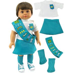 زي الكشافة للفتيات الصغيرات | يناسب دمى امريكان جيرل مقاس 18 انش، مدام الكسندر، اور جينيريشن، إلخ. | ملابس دمى 18 انش in Kuwait