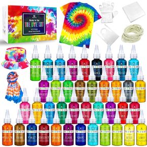 Tie Dye Kit - 18 Color Fabric Tie Dye Kits for DIY Textile Paint Art - All-in-1 Tie-Dye Color Powder Set for Shirt, Hoodie, Fabric Clothes Painting, Party Supplies, Adults and Kids Handmade Crafts