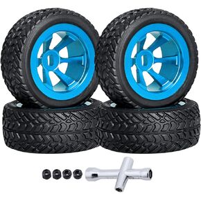 1/28 RC Drift Car Tires and Wheels Pre-glued Compatible with WLtoys K969 K989 P929 Kyosho Mini-Z Mini-Q (Blue)