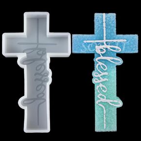 SOBEIT Blessing Cross قالب Freshie للسيارة، قالب Freshie الإيمان الديني، قالب راتنج السيليكون لصنع الخرز العطري الطازج، الصابون، الراتنج، الشموع، ذوبان الشمع، الحرف اليدوية اليدوية in Kuwait