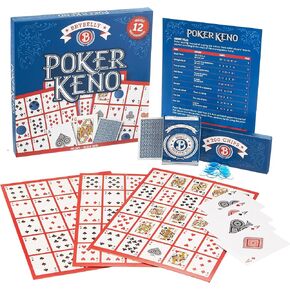مجموعة ألعاب Brybelly Poker Keno مع بطاقات ورقائق - هدية ليلية للوحة ألعاب الكازينو العائلية للبالغين تتضمن مجموعة من أوراق اللعب، و12 لوحة، و200 شريحة بنغو in Kuwait