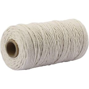 109 Yards 3mm Macrame Cotton Cord 4 Strand Twisted Twine Strings Rope for Wrapping Plant Hanger Knitting DIY Craft Supplies (Aqua)