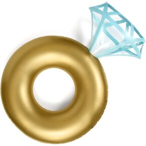 Fractal Giant Gold Diamond Ring Shape | 50" Diameter Inflatable Water Floats for Pool Party