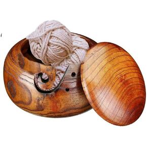 Joyeee Wooden Yarn Bowl Holder, Organizer Storage Bowl for DIY Knitting Crocheting Home Decor, Home Needlework Yarn Holder Accessories Kit for Women, Wool Bowls for Crochet Large, 6 * 3.1 Inch