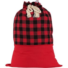 DYSHAYEN Santa Sack Christmas Gift Bag 19.7 X 27.6 Inch Large Canvas Christmas Santa Claus Bag for Xmas Party Supplies Favors (9# Red-black)