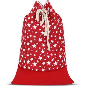 DYSHAYEN Santa Sack Christmas Gift Bag 19.7 X 27.6 Inch Large Canvas Christmas Santa Claus Bag for Xmas Party Supplies Favors (9# Red-black)
