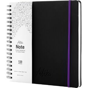 Articka Note Spiral Bound Hardcover Sketchbook – Square Hardbound Sketch Journal - 8x8 Inch Art Book - 120 Pages - Elastic Closure - 180GSM Premium Paper - Ideal for Pencils, Graphite, Charcoal, Pen