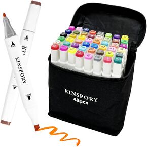 120 قطعة من أقلام تحديد الكحول من KINSPORY - أقلام رسم فنية لتلوين الرأس المزدوج مع حقيبة ألومنيوم متينة للبالغين والأطفال in Kuwait
