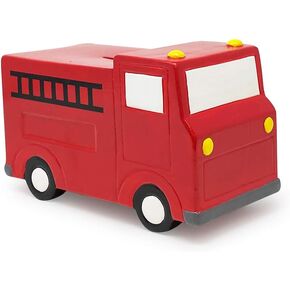 Isaac Jacobs Ceramic Red Fire Truck Coin Bank, Vehicle Money Bank Home Décor, Piggy Bank Gift for Kids, Teens, and Adults (Red Fire Truck) in Kuwait