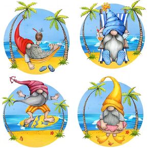 ZuoAnLF 4 Packs Stamped Cross Stitch Kits for Adults,Stamped Cross-Stitch Needlepoint Counted Kits Beginners,Embroidery Kit Arts and Crafts for Home Decor 11CT,9.8 * 9.8inch (Gnome)