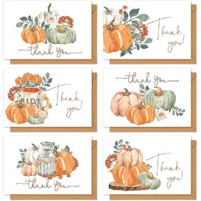 AnyDesign Autumn Thank You Cards Bulk 36 Pack Watercolor Fall Pumpkin Thank You Note Cards with Envelopes Stickers Thanksgiving Blank Greeting Cards for Party Supplies, 4 x 6 Inch in Saudi Arabia