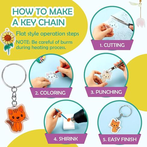 صفائح بلاستيكية قابلة للانكماش ثلاثية الأبعاد من auihiay، 5 أوراق انكماش مع نمط، مجموعة بلاستيكية قابلة للانكماش مع تعليمات وإكسسوارات DIY، حرف إبداعية للأطفال، هدايا حرفية رائعة للفتيات والفتيان in Kuwait