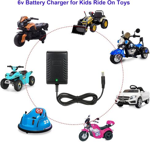 شاحن 6 فولت للأطفال أثناء ركوب الألعاب، شاحن سيارة 6 فولت لأفضل المنتجات المختارة، Kidzone Bumper BMX Hello Kitty SUV Trax Dynacraft طفل صغير رباعي ATV عجلة تعمل بالطاقة in Kuwait