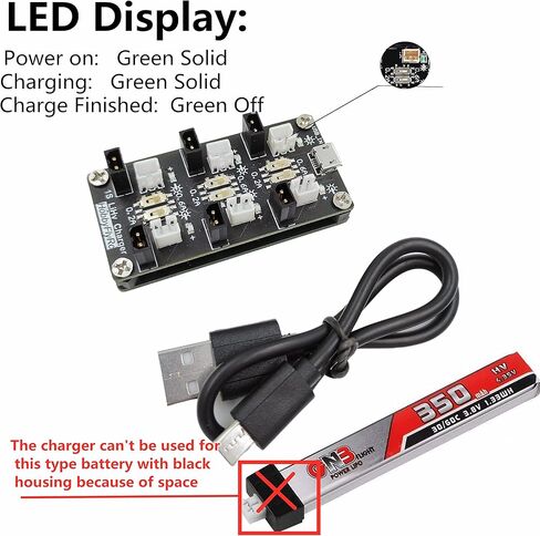 شاحن بطارية ليثيوم بوليمر GNB27 1S USB 3.8 فولت/4.35 فولت 6 قنوات 1S LiHV شاحن لشفرة ايماكس تيني هوك انداكتريكس تايني وووب اندوكتريكس FPV GNB27 موصل بطارية JST-PH 2.0 mCX mCPX in Kuwait