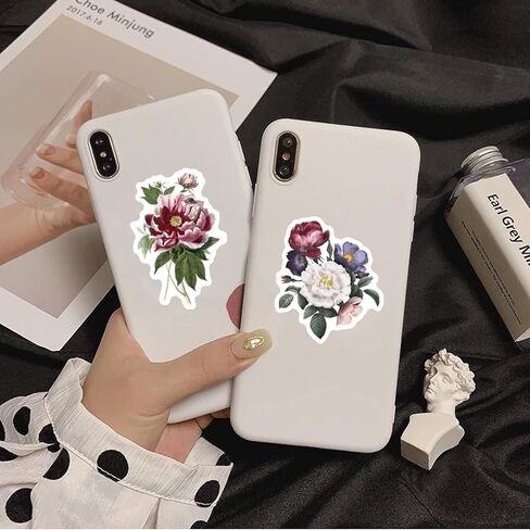 Vintage Flower Stickers 40 Pcs, Vinyl Waterproof Floral Plant Stickers for Scrapbook Journal Water Bottles Laptop Phone Computer Notebooks in Kuwait