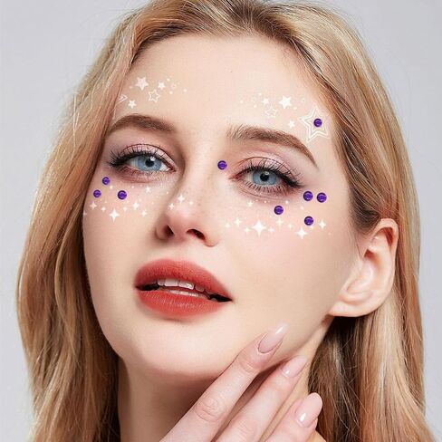 ملصقات أحجار الراين الأحجار الكريمة تصميم أحجار كريمة ذاتية اللصق للحرف اليدوية بأحجار الراين اللامعة للشعر، أحجار كريمة تلتصق على الوجه، جواهر الجسم، وشم مؤقت كريستالي 3/4/5/6 مم (أصفر ذهبي) in Kuwait