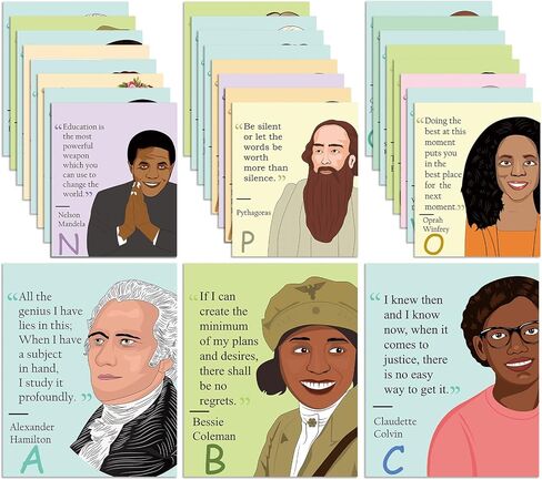 Magopera A-Z Alphabet Posters with Famous People and Quotes 26 Packs, Influential People Alphabet Teaching Resources, Inspirational Classroom Posters in Kuwait