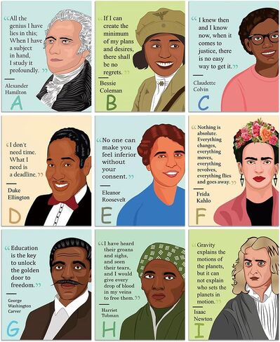 Magopera A-Z Alphabet Posters with Famous People and Quotes 26 Packs, Influential People Alphabet Teaching Resources, Inspirational Classroom Posters in Kuwait