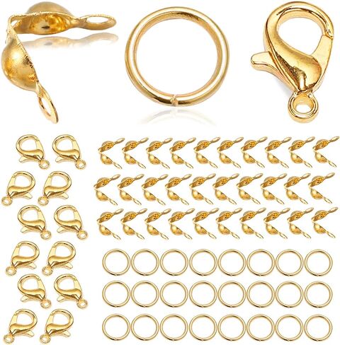 450pcs Jewelry Making Accessories Set Includes 200pcs Open Jump Ring Connectors 200pcs Bead Tips Knot Covers and 50pcs Lobster Claw Clasps for Bracelet Necklace DIY Jewelry Crafts Making Supplies in Kuwait