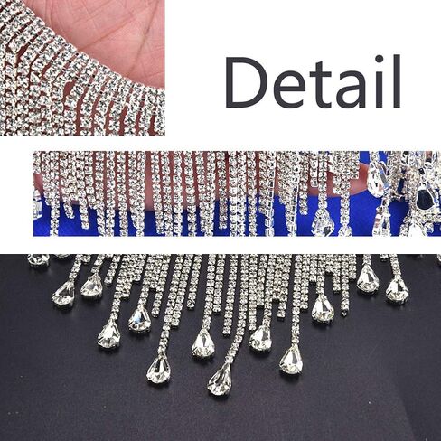 Pawkyjar 0.5 يارد حجر الراين سلسلة تقليم الزفاف هامش كريستال واضح زين الفضة, شفاف, 0.5 Yard in Kuwait