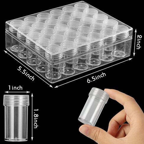BigOtters Embroidery Diamond Storage Box, 30PCS Big Clear Plastic Bead Containers with Silicone Funnel for Jewelry Painting DIY Art Craft Rhinestones Sewing Cosmetic Nail Glitter Powder in Kuwait