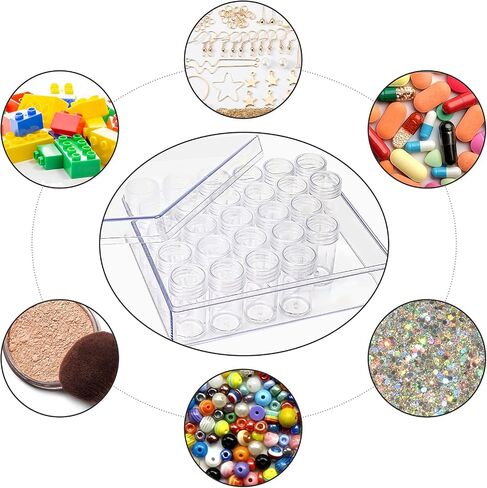 BigOtters Embroidery Diamond Storage Box, 30PCS Big Clear Plastic Bead Containers with Silicone Funnel for Jewelry Painting DIY Art Craft Rhinestones Sewing Cosmetic Nail Glitter Powder in Kuwait