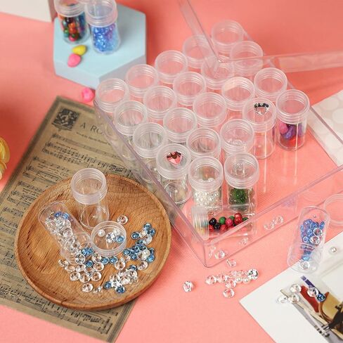 BigOtters Embroidery Diamond Storage Box, 30PCS Big Clear Plastic Bead Containers with Silicone Funnel for Jewelry Painting DIY Art Craft Rhinestones Sewing Cosmetic Nail Glitter Powder in Kuwait