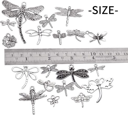 100g (About 50-80pcs) Antique Silver Dragonfly Charms Tibetan Insect Charms Pendants Craft Supplies for Bracelets Necklace Jewelry Making in Kuwait