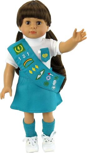 زي الكشافة للفتيات الصغيرات | يناسب دمى امريكان جيرل مقاس 18 انش، مدام الكسندر، اور جينيريشن، إلخ. | ملابس دمى 18 انش in Kuwait