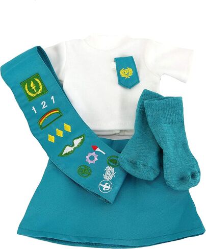 زي الكشافة للفتيات الصغيرات | يناسب دمى امريكان جيرل مقاس 18 انش، مدام الكسندر، اور جينيريشن، إلخ. | ملابس دمى 18 انش in Kuwait