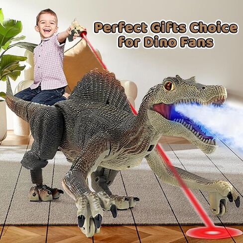 ألعاب ديناصور RC للأطفال، لعبة ديناصور جوراسي واقعي مع رذاذ خفيف عيون ثلاثية الأبعاد للمشي، هدية عيد ميلاد للأولاد من سن 3 4 5 6 7 8 9 10 سنوات in Kuwait