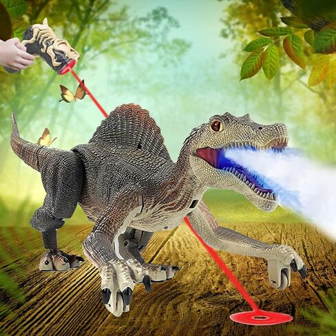 ألعاب ديناصور RC للأطفال، لعبة ديناصور جوراسي واقعي مع رذاذ خفيف عيون ثلاثية الأبعاد للمشي، هدية عيد ميلاد للأولاد من سن 3 4 5 6 7 8 9 10 سنوات in Kuwait