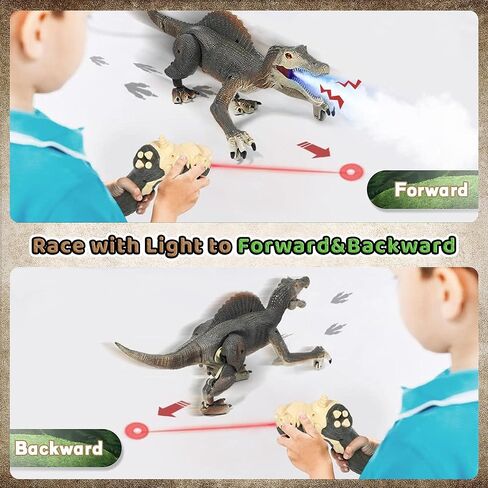 ألعاب ديناصور RC للأطفال، لعبة ديناصور جوراسي واقعي مع رذاذ خفيف عيون ثلاثية الأبعاد للمشي، هدية عيد ميلاد للأولاد من سن 3 4 5 6 7 8 9 10 سنوات in Kuwait