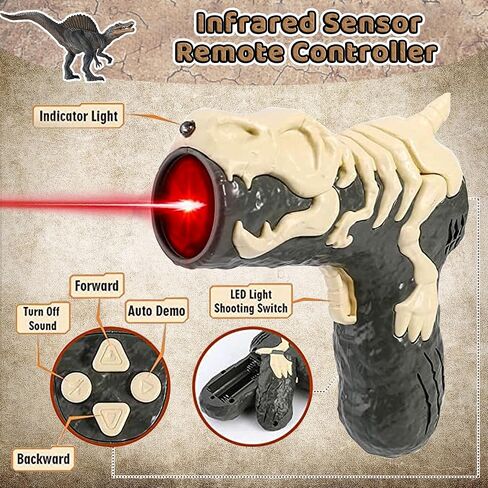 ألعاب ديناصور RC للأطفال، لعبة ديناصور جوراسي واقعي مع رذاذ خفيف عيون ثلاثية الأبعاد للمشي، هدية عيد ميلاد للأولاد من سن 3 4 5 6 7 8 9 10 سنوات in Kuwait